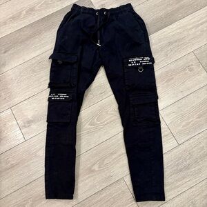Maniere De Voir Black Cargo Jogger Pants Size Medium